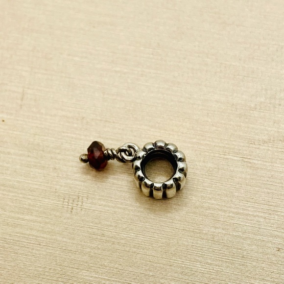 EUC Pandora 790166GR Sterling Silver Garnet January Birthstone Dangle - Picture 4 of 7